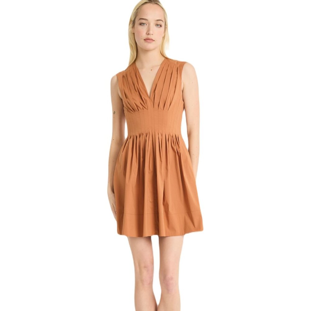 NWT Luxely For Maggy London, Sleeveless Pleated Mini Dress, Hazel Copper, 10